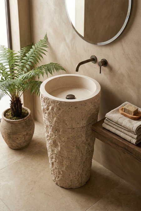 مغسلة عمودية حجر طبيعي – مقاس 35 سم